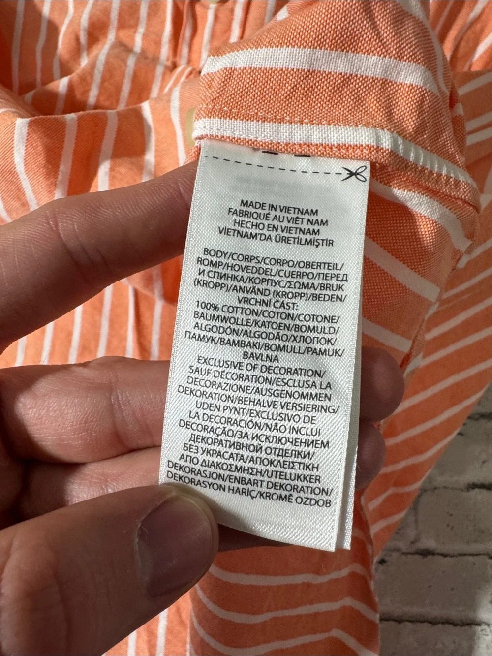Polo Ralph Lauren mens L Large orange stripe classic fit oxford button up shirt